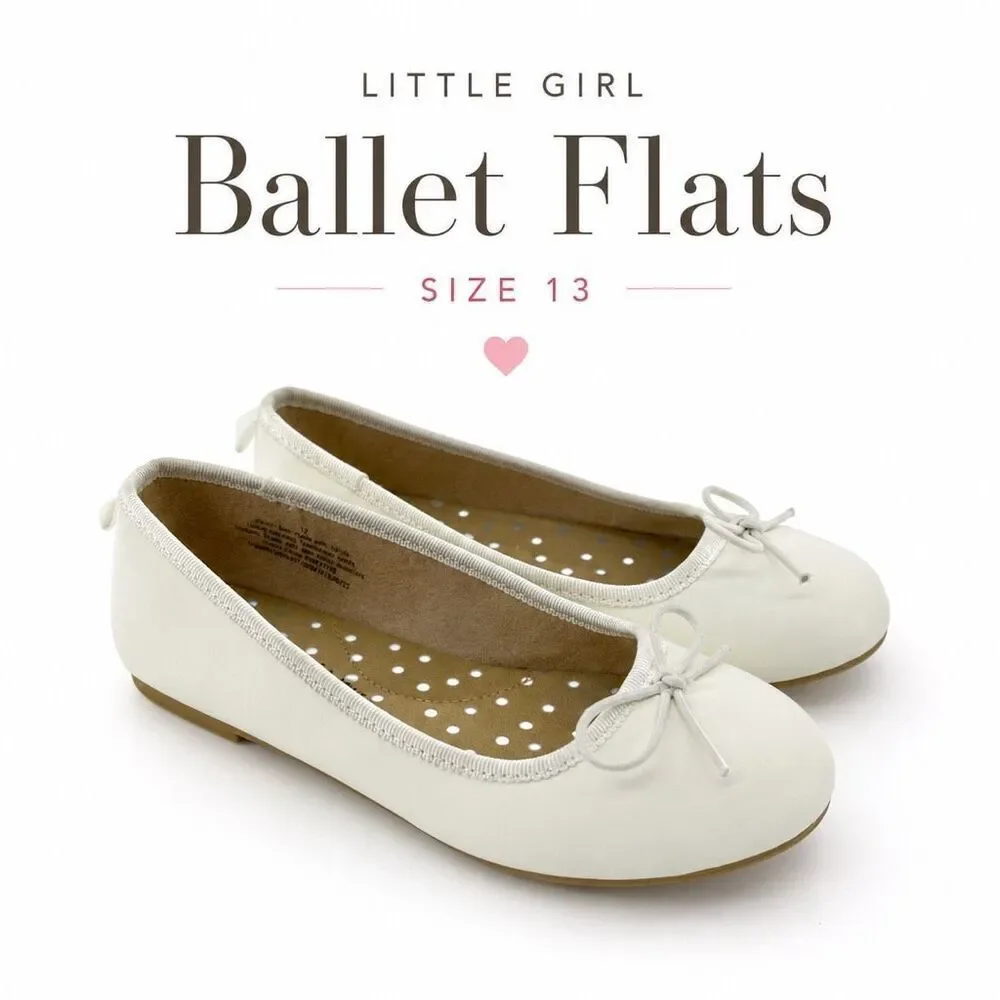 Cat & Jack Girls White Ballet Flats Memory Foam Dress Shoes Size 13